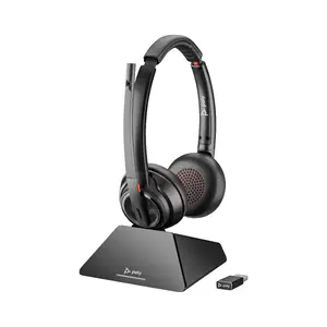 Austiņas PLANTRONICS HP Poly Savi 8220 UC Microsoft Teams DECT 1880–1900 MHz USB‑A, apklausējošas (circumaural), melnas, 160 g