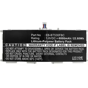 Akumulators Samsung Galaxy Tab 4 10.1 — CoreParts MBTAB0039, 26Wh Li‑ion 3.8V, 92×235×3 mm, balts