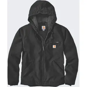 Jacket Carhartt Washed Duck Sherpa Lined Black – Sherpa-lined work jacket, washed duck cotton, size S