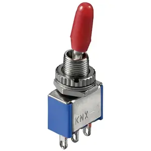 Toggle switch GOOBAY RB10020, miniature ON-ON, 3 pins, blue housing, 1P, wired, 6.5×12.5×9.5 mm