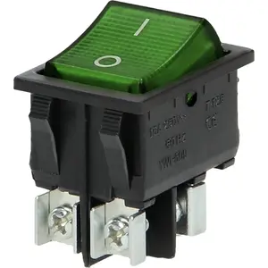 Illuminated Rocker Switch ORNO OR-AE-13179/G/B — green button, black housing