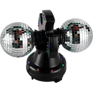 Lamp Music Twin Mirror Ball LED (model 501114) — Silver twin disco mirror ball light