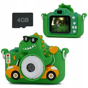 Digital Camera Xrec X2 48MP 1080p Child Camera with 5 Games MP3 and 4GB Card, Green Dinosaur