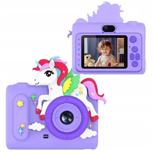 Digital camera Xrec SB10127 — 40 MP, HD video, selfie lens, MP3 player, children's design (purple unicorn)