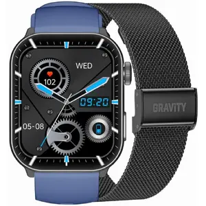 Умные часы Gravity GT28-3 мужские с ремешком и металлическим браслетом, тёмно-синие/чёрные