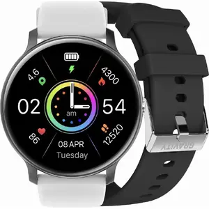Смарт‑часы Gravity GT1-4 PRO — наручные смарт‑часы, чёрный корпус, чёрный ремешок, белые элементы дисплея