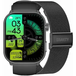 Смарт-часы Gravity GT28-1 мужские с ремешком и металлическим браслетом, чёрные