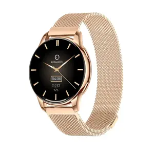 Умные часы MAXCOM Ecowatch3 — 1,32" (3,35 см) AMOLED 466×466, сенсорный, металлический корпус, золотой, стальной ремешок