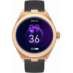 Смарт‑часы Gravity GT25-3 — сенсорные, розовое золото корпус, чёрный ремешок