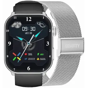 Sieviešu viedpulkstenis Gravity GT28-9 — siksniņa un aproce, melni‑sudraba