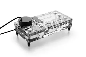 Блок распределения с помпой и резервуаром Watercool Alphacool Core — акрил/алюминий, 125×240×93.3 мм, чёрный/прозрачный