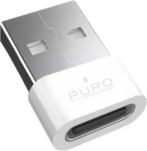 PURO USB-C to USB-A adapter, compact white adapter for USB-C to USB-A connections