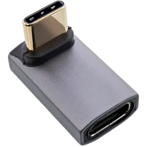 Адаптер USB4 DELOCK USB-C штекер — USB-C гнездо угловой вверх/вниз, алюминий, серый