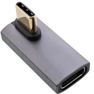 EATON USB4 adapter USB-C plug to USB-C socket, vertical right/left angled, aluminium, grey