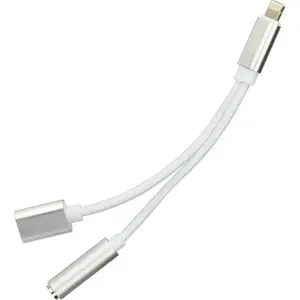 Adapteris Partner Tele.com USB Lightning uz 3,5 mm Jack + Lightning, sudraba