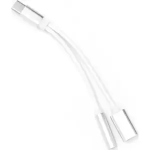 Adapteris USB-C uz 3,5 mm skaļruņa ligzdu + USB-C ports, No name 3923, balts