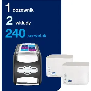 Tork Xpressnap Fit countertop napkin dispenser starter set — dispenser + 2 napkin refills (MPN 962901)