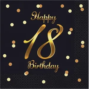Paper napkins GoDan Happy 18 Birthday black 33×33 cm 20 pcs
