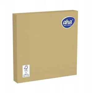 Paper napkins aha: 3-ply, quarter-fold, 33×33 cm, 20 pcs, gold