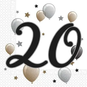 Paper napkins Procos 20th Birthday Anniversary Balloons x20