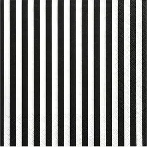 Paper napkins PartyDeco 33×33 cm, black stripes, 20 pcs