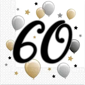 Paper napkins Procos 60th birthday 33 cm, pack of 20