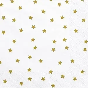 Paper napkins No name PARX1214, festive gold star print, 20 pieces, universal