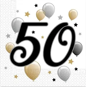 Paper napkins Procos 50th birthday 33 cm 20 pcs