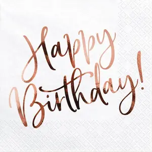 Paper napkins PartyDeco Happy Birthday pink gold 33 cm 20 pcs