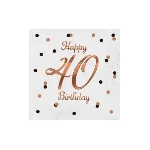 Бумажные салфетки GoDan B&C Happy 40 Birthday белые 33×33 см 20 шт