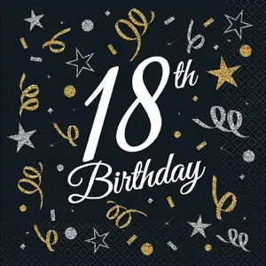 Papīra salvetes Happy Birthday 18, iepakojumā 20, ar druku