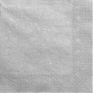 Paper napkins PartyDeco PARX1346, silver metallic, 33x33 cm, 20 pcs