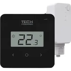 Room wireless regulator TECH T-2.2 two-state with humidity measurement surface-mount black
