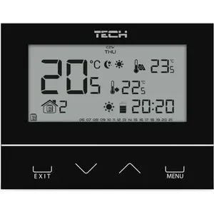 Room controller TECH ST-293v3 black — two-state, glass front, flush-mounted