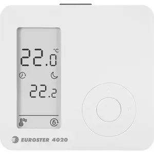 Wired daily temperature controller Euroster E4020 — wired room thermostat for time-programmed heating control