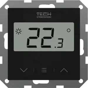 Room wireless regulator TECH STF-8ZBK for frame systems F-8z 55 mm with humidity measurement, black