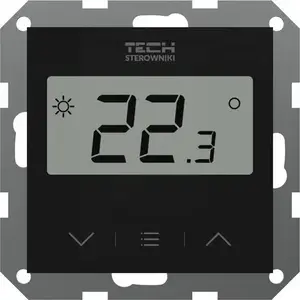 Wired room regulator TECH F-12B for L-X and L-12 strips, for 55 mm frame systems, black