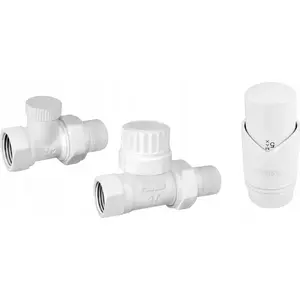 Thermostatic valve set ZTM30WH No name — straight decorative white (valve head + thermostatic valve + lockshield)