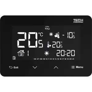 Room Wireless Thermostat TECH ST-293z v2 black — two-state controller, glass front panel