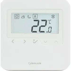 Wall-mounted digital ZigBee temperature controller SALUS HTRS-RF(30) — daily schedule, battery-powered (2×AA), white