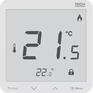 Room wireless thermostat TECH R-8pz PLUS — mains-powered 230V, flush-mount, white
