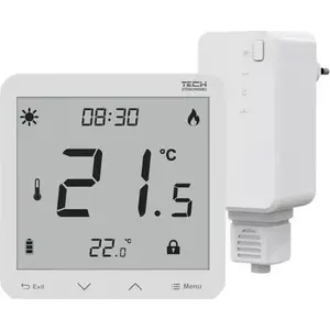 Room wireless two‑stage battery thermostat TECH T-3.2 (surface mount), white
