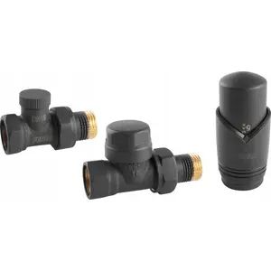 Thermostatic valve set ZTM30AT decorative anthracite (valve body + thermostatic head + lockshield) FERRO