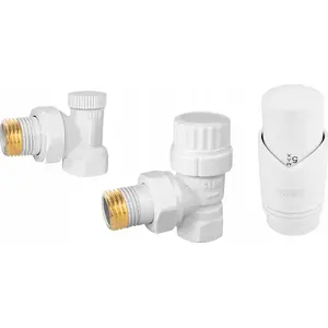 Decorative angled thermostatic valve set ZTM31WH (thermostatic head + thermostatic valve + lockshield) white