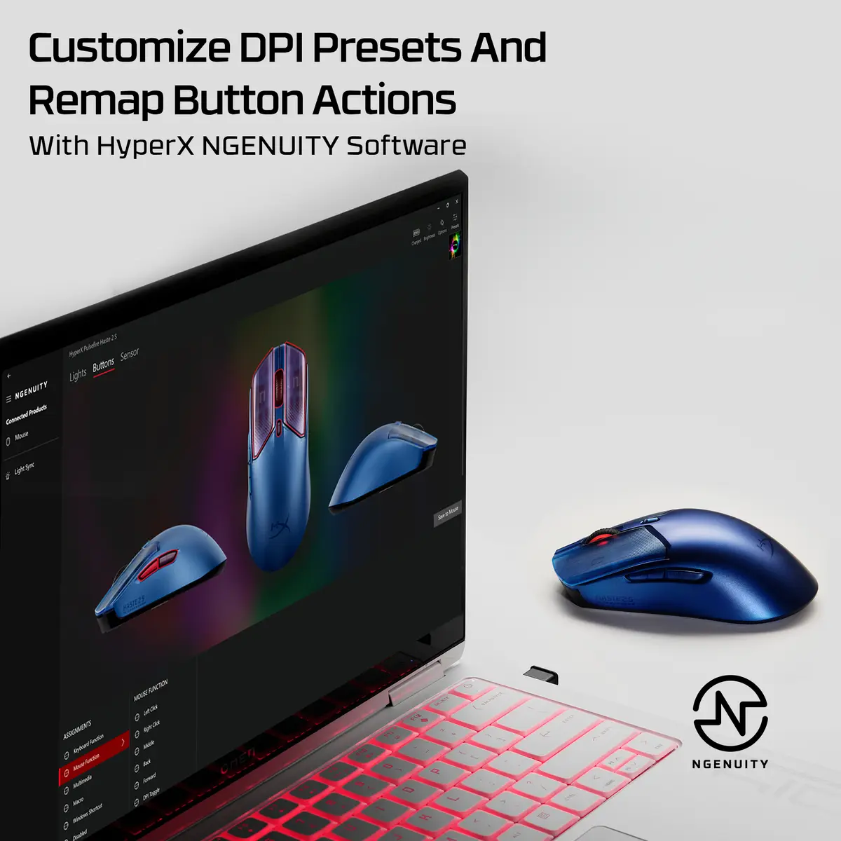 HyperX Pulsefire Haste 2 S Navy bezvadu spēļu pele Photo 2