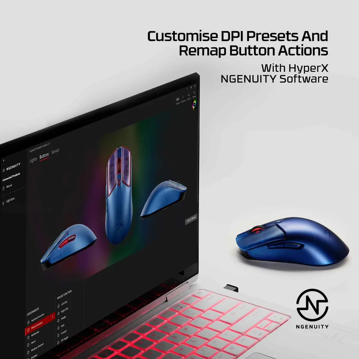 HyperX Pulsefire Haste 2 S Navy bezvadu spēļu pele Photo 6