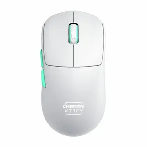 Bezvadu spēļu pele XTRFY CHERRY XTRFY M68 Wireless — RF bezvadu, 26 000 DPI, 5 pogas, ritenītis, bateriju, zils/tirkīza/balts