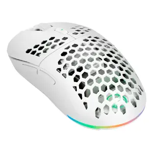 Spēļu pele QPAD PX71 — ambidekstrāla, optiska 16000 DPI, RF bezvadu + USB Type-A, 7 pogas, balta