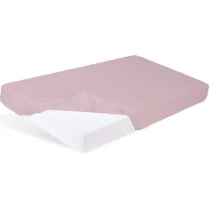 Натяжная бамбуковая простыня BabyMatex 160×80 см с резинкой, розовая
