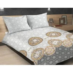 Bedding set Matex Pościel satyna Exclusive 160x200 Mandala white beige – bed linen 160×200 cm